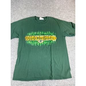 VINTAGE NFL Green Bay Packers Mens Large Green Graphic Tee Football Sports Y2K